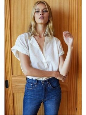 Emerson Fry India Collection Ivory Swiss Dot Button Down Blouse